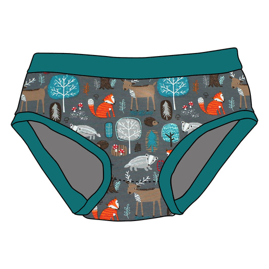 Kinder Unterhose Waldtiere grau
