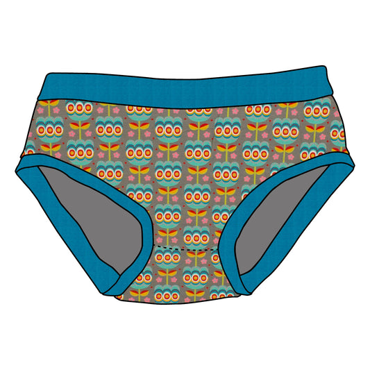 Kinder Unterhose Retro Tulpen grau
