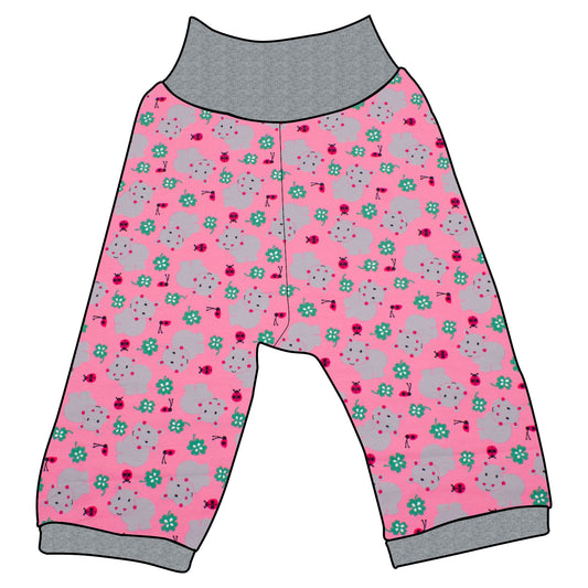 Kinder 3/4 Caprihose Sommerhose Nilpferd rosa