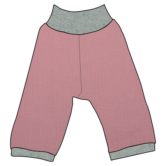 Kinder 3/4 Caprihose Sommerhose Musselin Altrosa