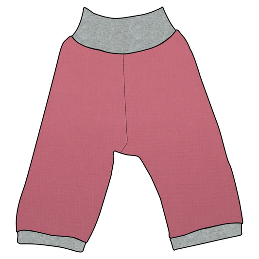 Kinder 3/4 Caprihose Sommerhose Musselin Rosa