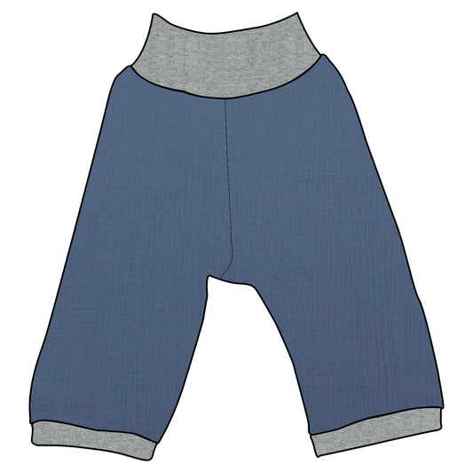 Kinder 3/4 Caprihose Sommerhose Musselin Blau