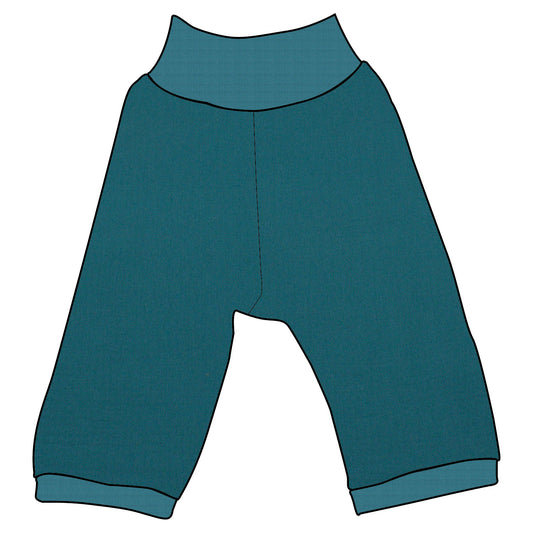Kinder 3/4 Caprihose Sommerhose Musselin Dunkelpetrol
