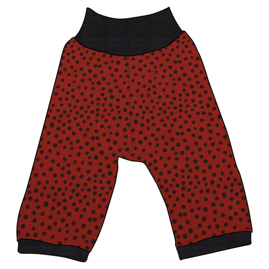 Kinder 3/4 Caprihose Sommerhose Musselin Punkte schwarz terracotta