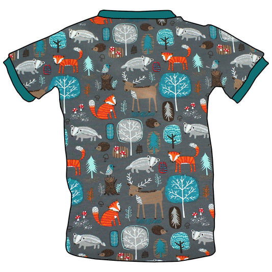Kinder T-Shirt Waldtiere grau