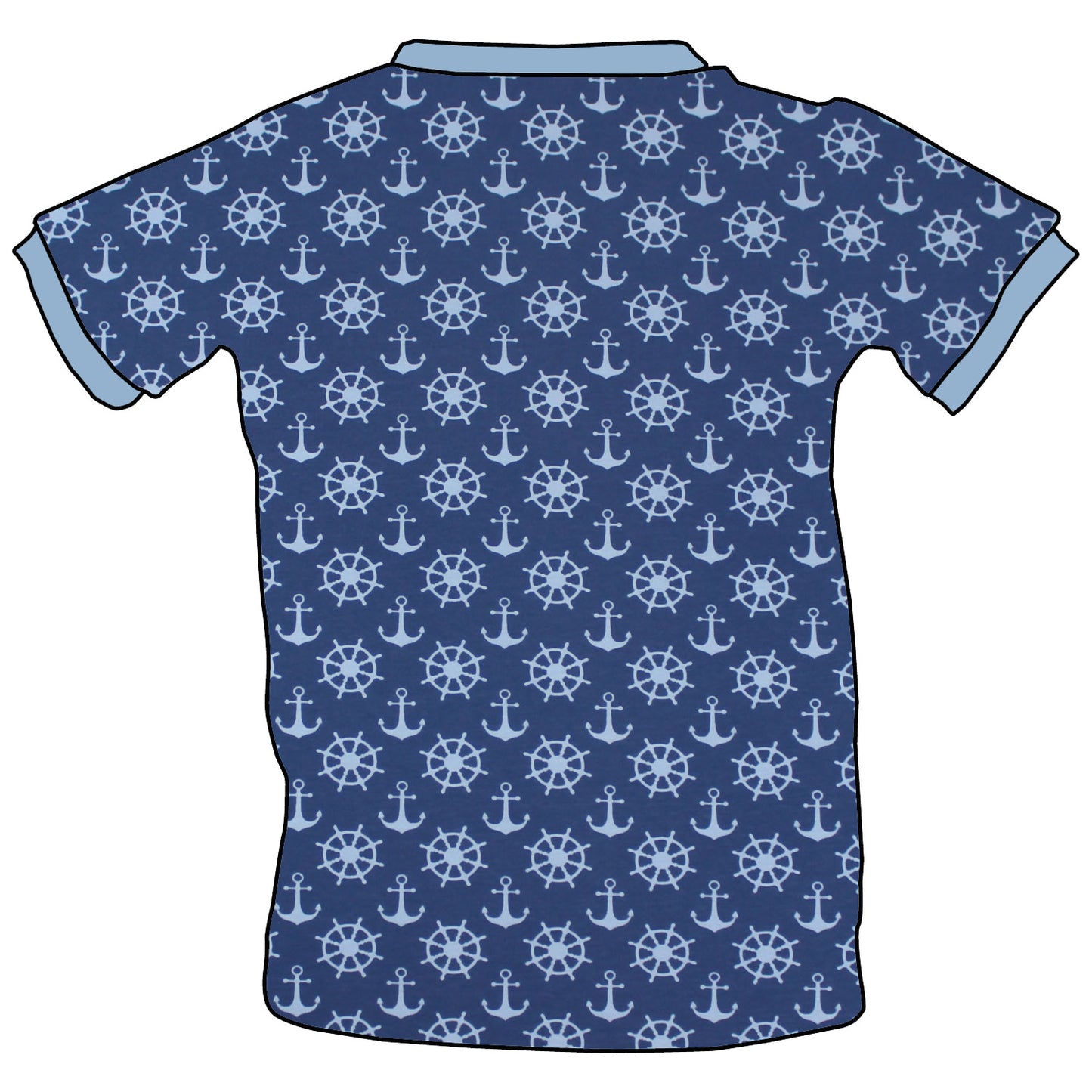 Kinder T-Shirt Anker Steuerrad blau