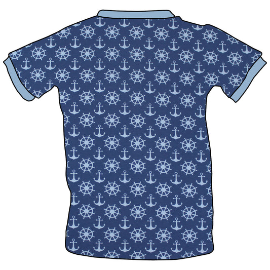 Kinder T-Shirt Anker Steuerrad blau