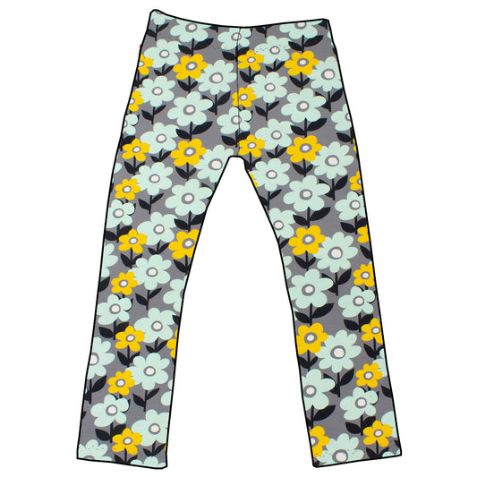Damen Leggings Skinny Hose Retro Blumenwiese