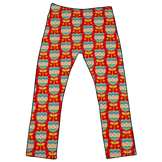 Damen Leggings Skinny Hose Retro Tulpen rot