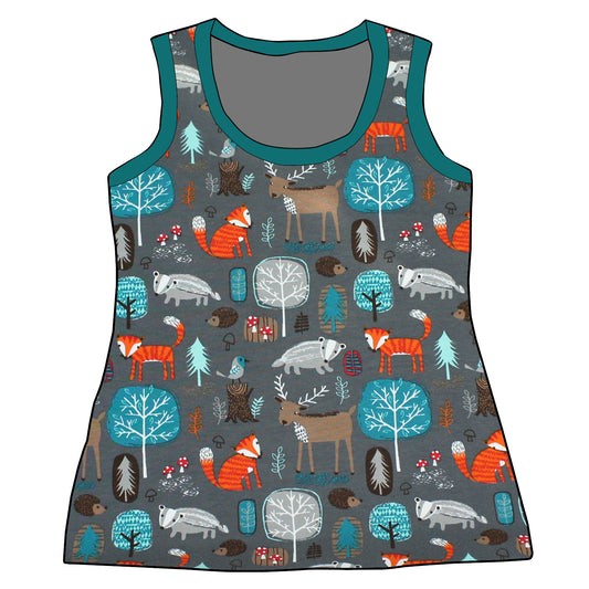 Damen Tanktop Waldtiere grau