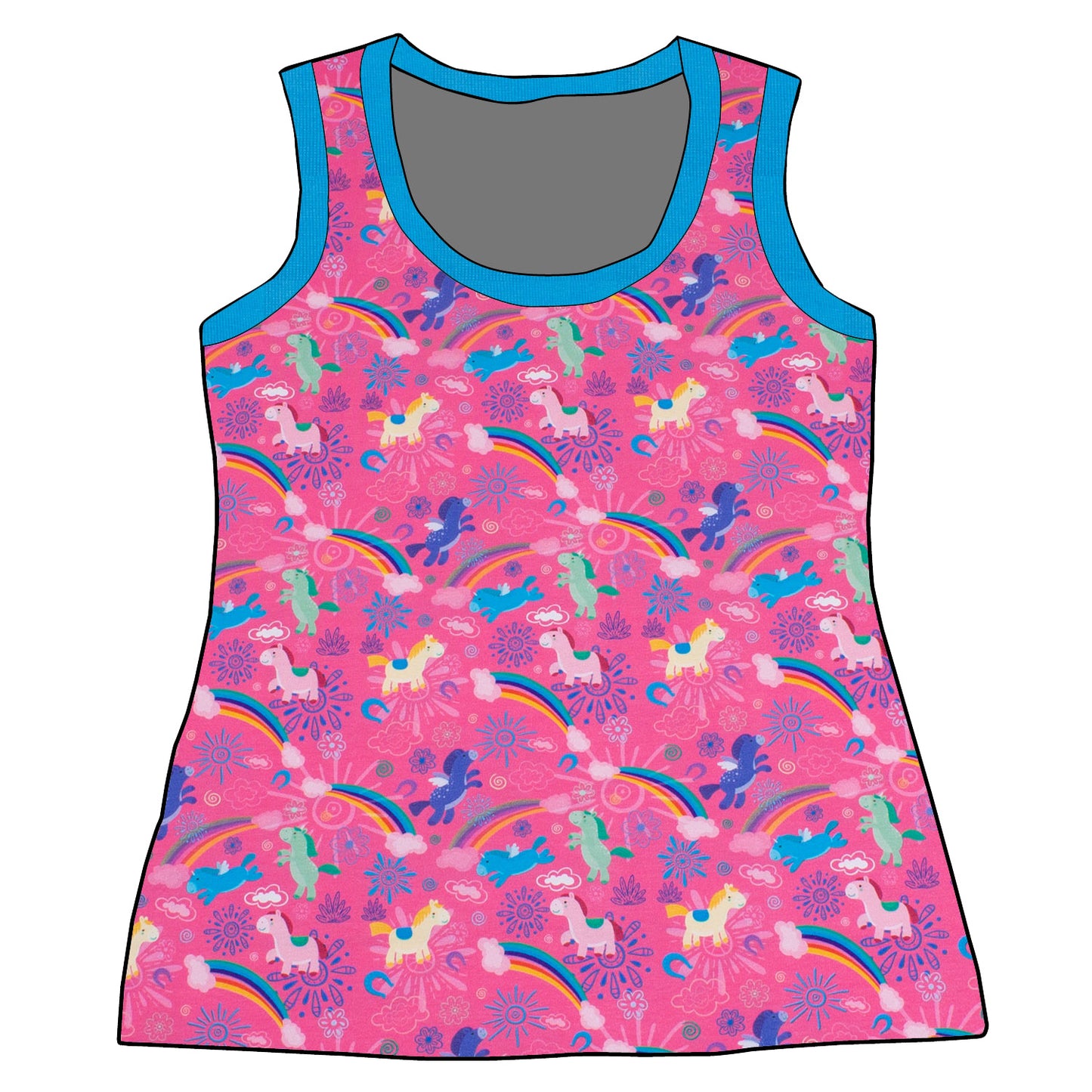 Damen Tanktop Regenbogen Einhörner