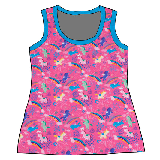 Damen Tanktop Regenbogen Einhörner