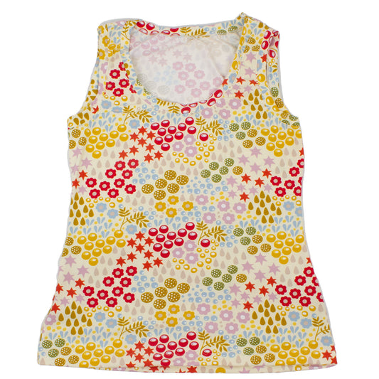 Damen Tanktop Retro Blumenwiese creme
