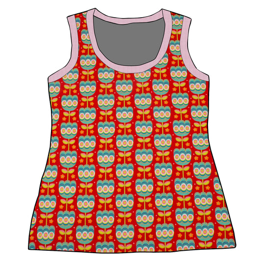 Damen Tanktop Retro Tulpen rot