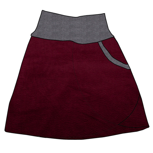 Damen Cordrock / falscher Wickelrock Cord Beere / Beere
