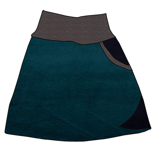 Damen Cordrock / falscher Wickelrock Cord Petrol / Dunkelblau