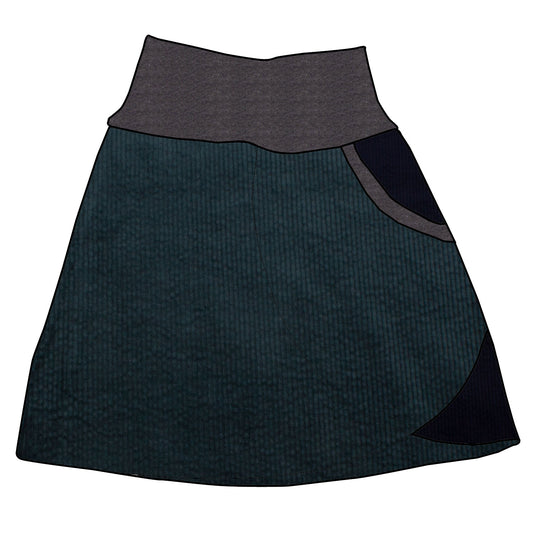 Damen Cordrock / falscher Wickelrock Cord Dunkelpetrol / Dunkelblau