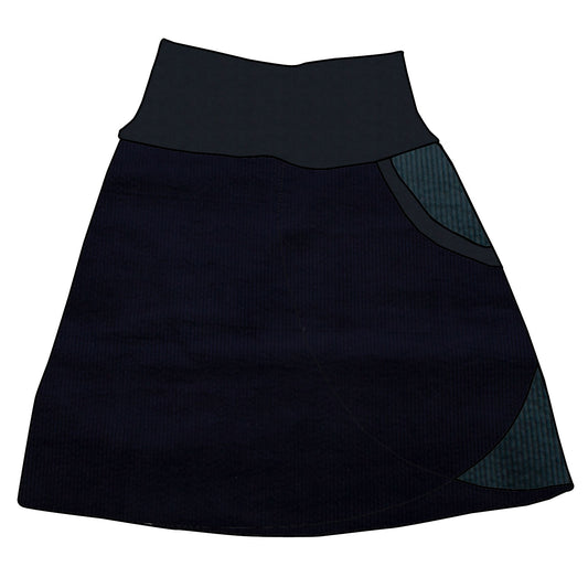 Damen Cordrock / falscher Wickelrock Cord Dunkelblau / Dunkelpetrol