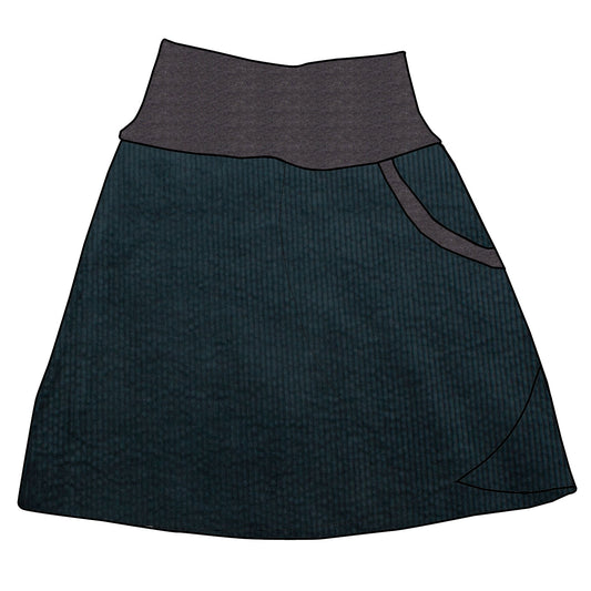 Damen Cordrock / falscher Wickelrock Cord Dunkelpetrol / Dunkelpetrol