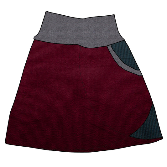 Damen Cordrock / falscher Wickelrock Cord Beere / Dunkelpetrol