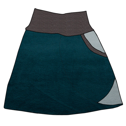 Damen Cordrock / falscher Wickelrock Cord Petrol / Eisblau