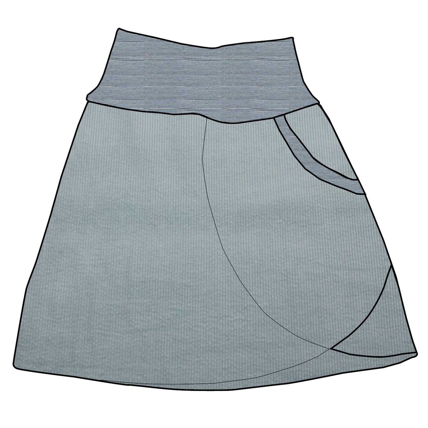 Damen Cordrock / falscher Wickelrock Cord Eisblau / Eisblau