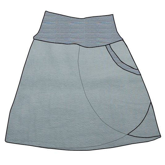 Damen Cordrock / falscher Wickelrock Cord Eisblau / Eisblau