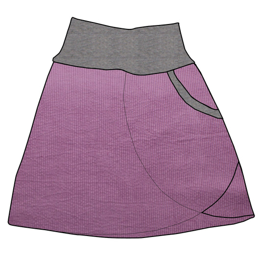 Damen Cordrock / falscher Wickelrock Cord Lila / Flieder