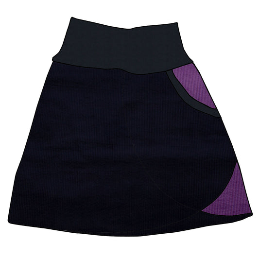 Damen Cordrock / falscher Wickelrock Cord Dunkelblau / Lila