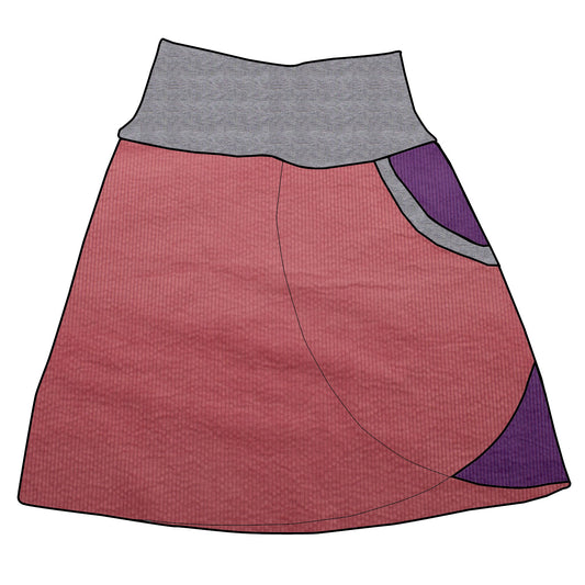 Damen Cordrock / falscher Wickelrock Cord Rosa / Lila