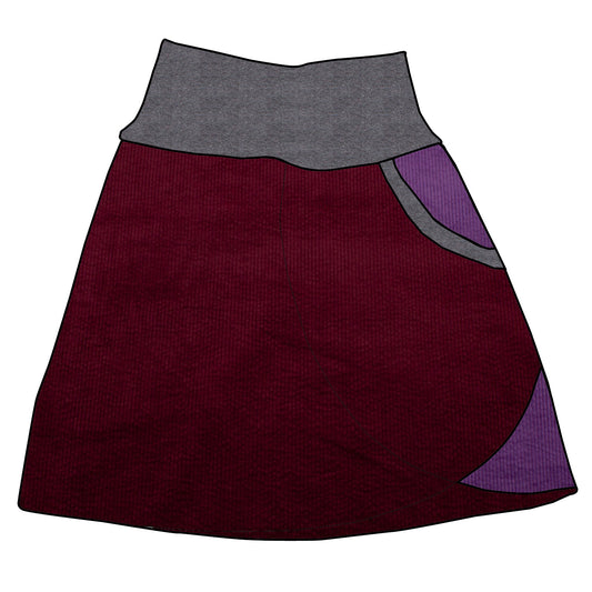 Damen Cordrock / falscher Wickelrock Cord Beere / Lila