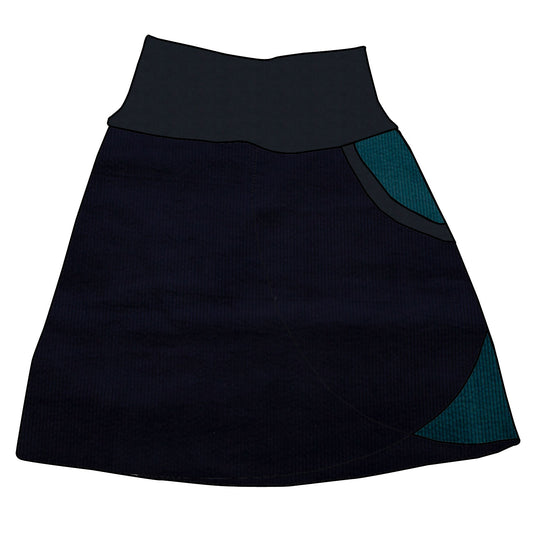 Damen Cordrock / falscher Wickelrock Cord Dunkelblau / Petrol