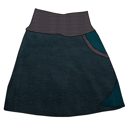 Damen Cordrock / falscher Wickelrock Cord Dunkelpetrol / Petrol