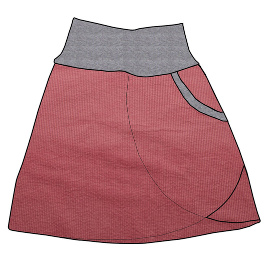 Damen Cordrock / falscher Wickelrock Cord Rosa / Rosa