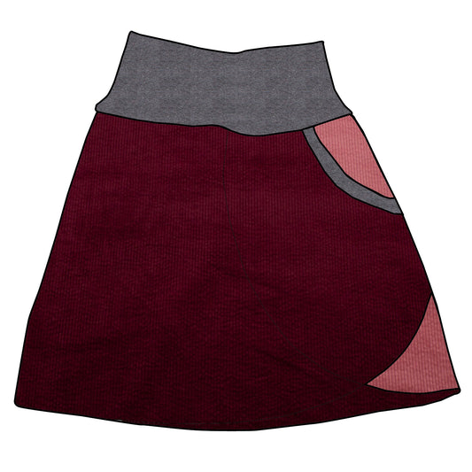 Damen Cordrock / falscher Wickelrock Cord Beere / Rosa