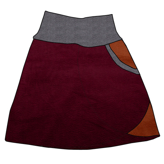 Damen Cordrock / falscher Wickelrock Cord Beere / Rostrot