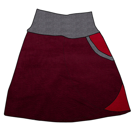 Damen Cordrock / falscher Wickelrock Cord Beere / Rot