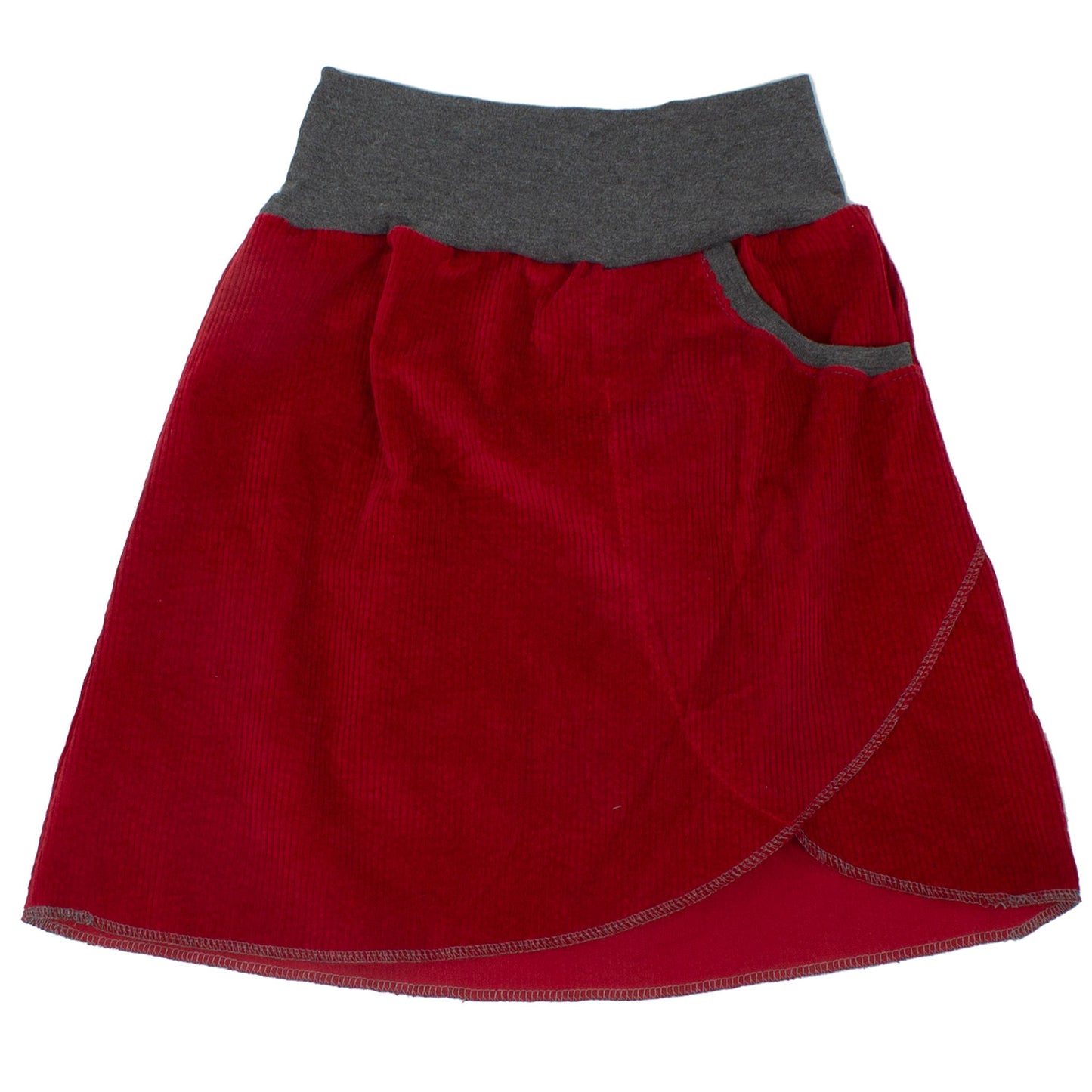 Damen Cordrock / falscher Wickelrock Cord Rot / Rot
