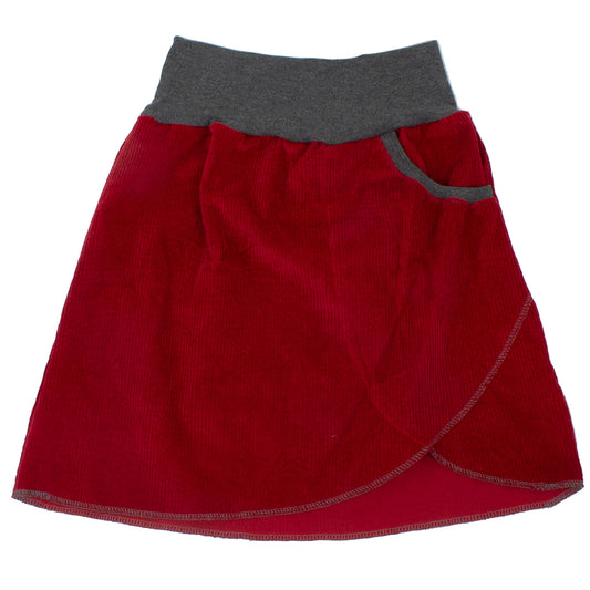 Damen Cordrock / falscher Wickelrock Cord Rot / Rot
