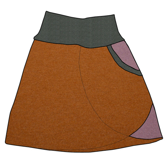 Damen Walkrock / falscher Wickelrock Walk Ocker / Altrosa
