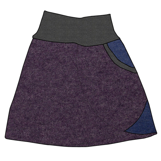 Damen Walkrock / falscher Wickelrock Walk Lila meliert / Hellblau meliert