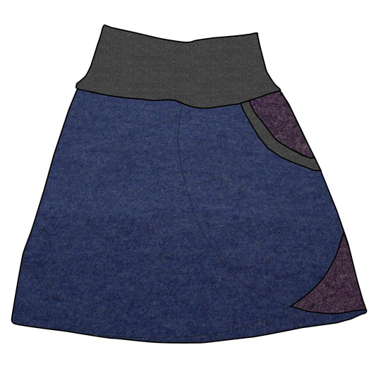 Kinder Walkrock / falscher Wickelrock Walk Blau meliert / Lila meliert