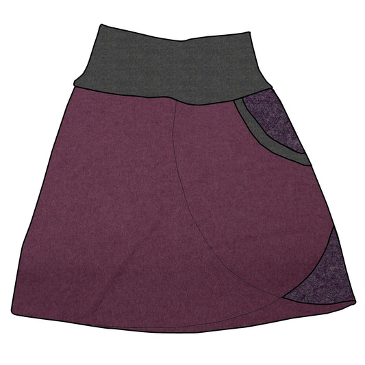 Damen Walkrock / falscher Wickelrock Walk Beere / Lila meliert