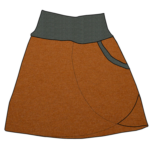 Damen Walkrock / falscher Wickelrock Walk Ocker / Ocker