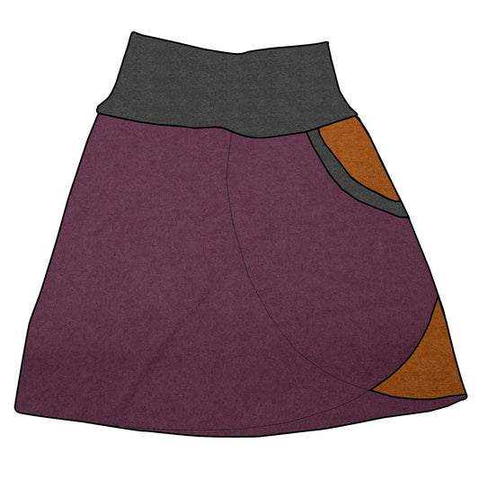 Damen Walkrock / falscher Wickelrock Walk Beere / Ocker