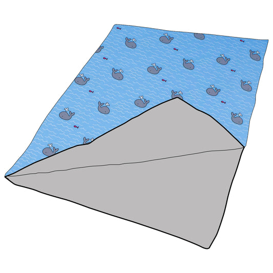 Kuscheldecke / Schmusedecke Kleiner Wal hellblau