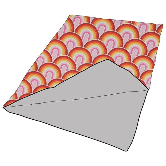 Kuscheldecke / Schmusedecke Regenbogen rosa