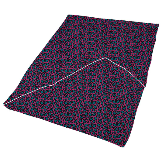 Kuscheldecke / Schmusedecke Musselin Leopard pink/türkis