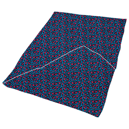 Kuscheldecke / Schmusedecke Musselin Leopard blau/pink