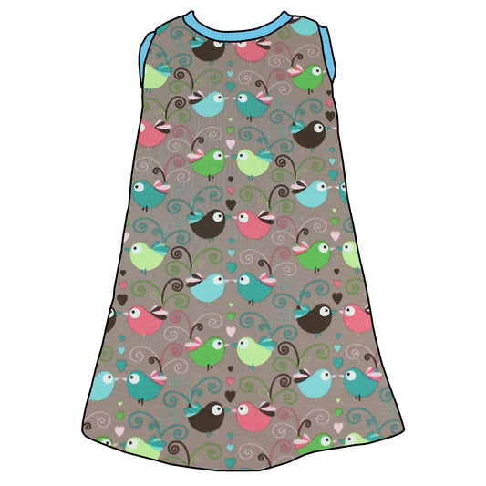 Kinder Trägerkleid Bunte Vögel